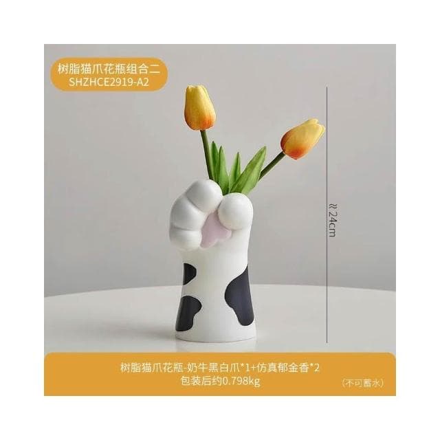 創意可愛貓爪花瓶擺件仿真花家居玄關桌面裝飾品喬遷女生生日禮物
