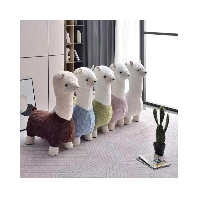 羊駝凳毛絨創意小羊坐凳客廳擺件網紅凳喬遷禮物卡通凳子換鞋