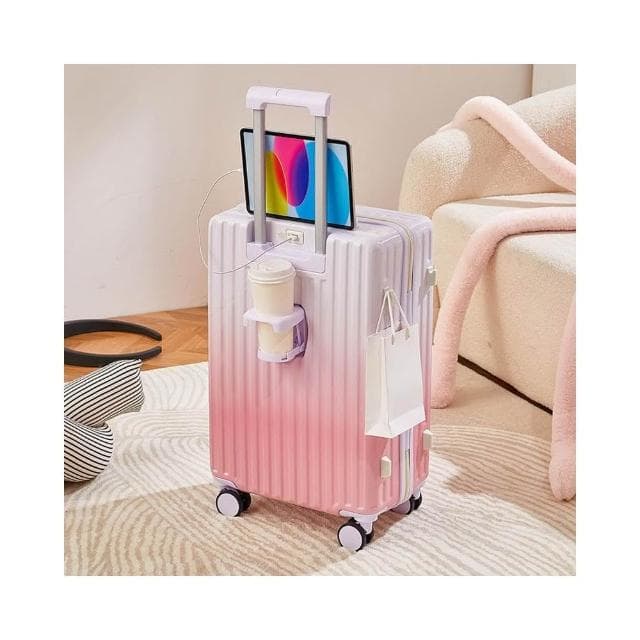 20吋隨身登機箱22吋 漸變行李箱多功能拉桿箱杯架26寸 ABS+PC旅行箱 高CP值TSA海關鎖