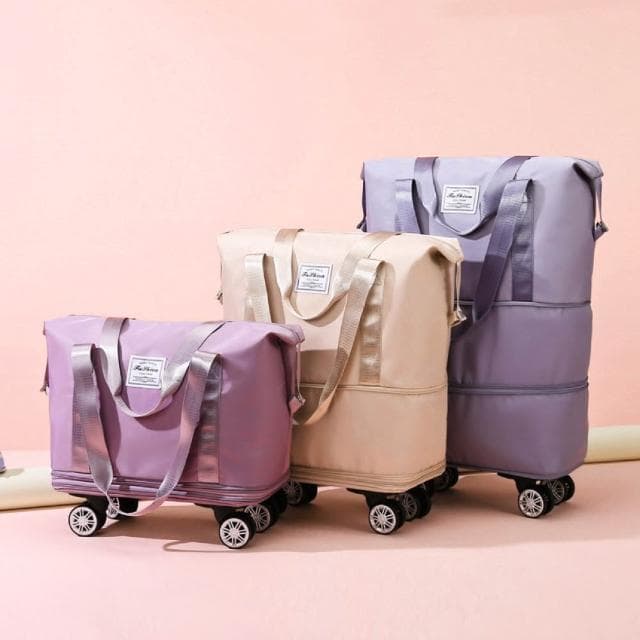 【JOEKI】帶滾輪行李包 行李袋 旅行包 旅行袋 登機包 拉桿行李袋 行李包 收納包 行李箱升級可拆輪版 滾輪行李包