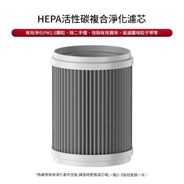 YIZ 車載空氣凈化器 除二手煙異味 香薰功能(三檔調節 H13級HEPA濾芯 負離子凈化 USB便攜式)