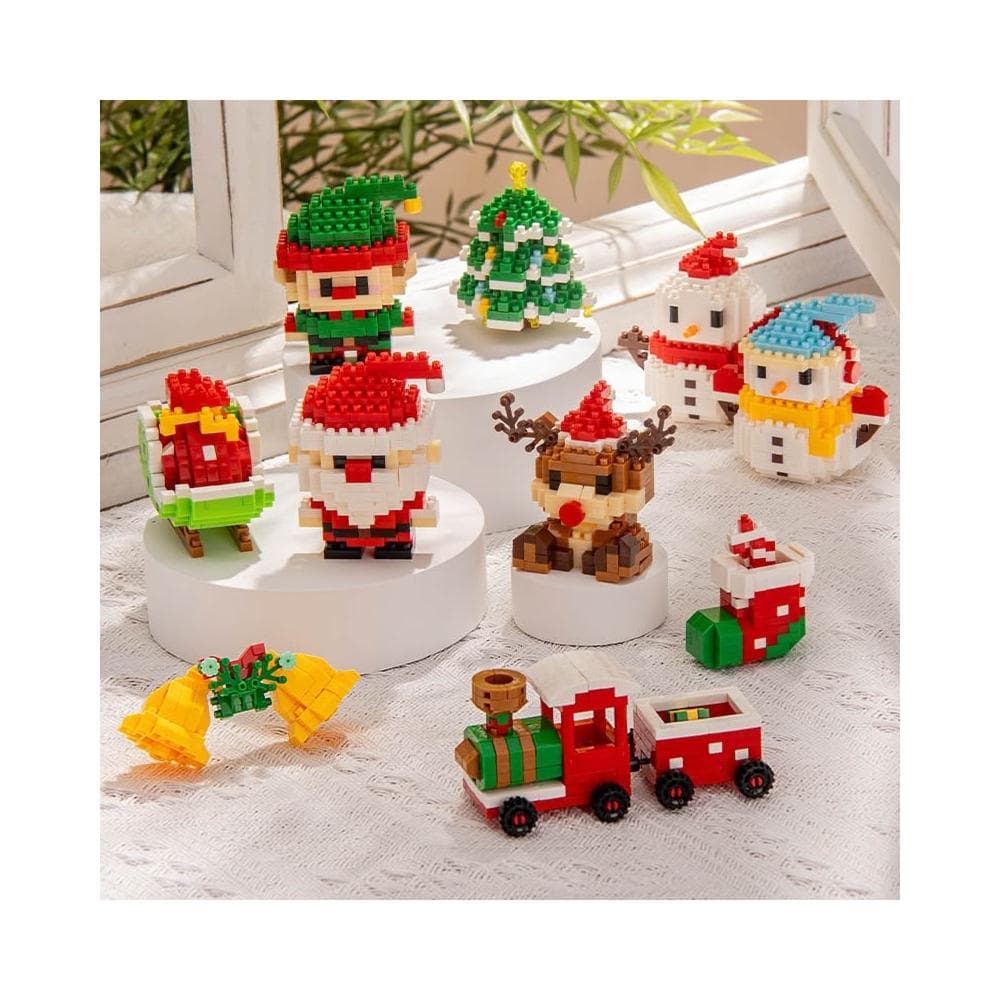 隔日到貨🌈聖誕積木禮盒組 兒童組裝玩具 聖誕樹裝飾 樂樂兄弟益智教具 交換禮物遊戲 聖誕節老人 火車 迷你微型立體積木