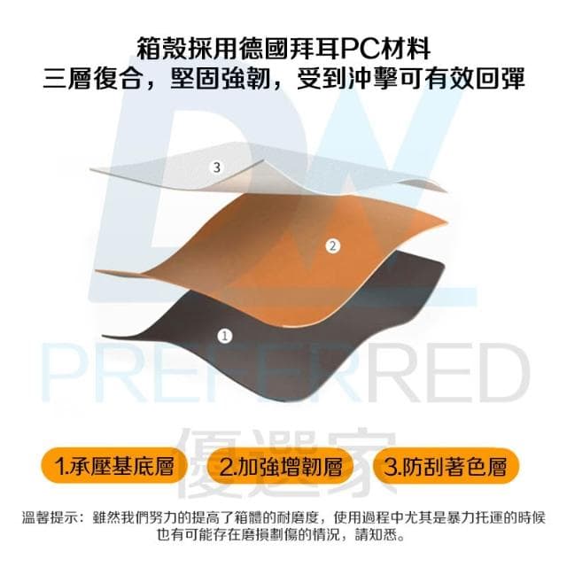 【DW優選家】AIRWAY 登機箱 20吋行李箱 鋁框行李箱 旅行箱 德國PC材質行李箱 日本原廠輕音萬向輪 限定奶茶色