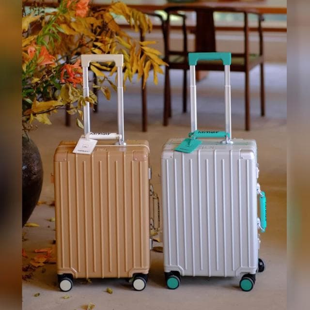 【DW優選家】AIRWAY 登機箱 20吋行李箱 鋁框行李箱 旅行箱 德國PC材質行李箱 日本原廠輕音萬向輪 限定奶茶色