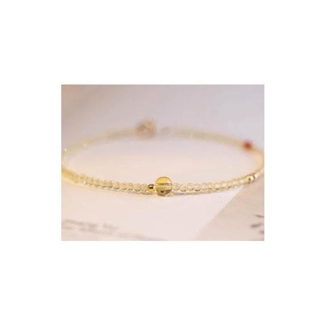 【開運堂】【一夜暴富黃水晶】2MM極細手鍊女14k轉運珠超細設計感小手鏈女友生日禮物(開運堂)