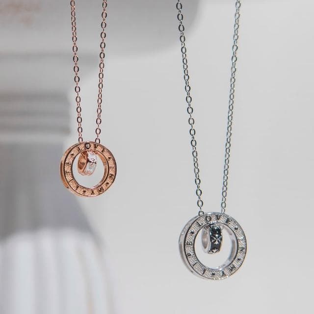 【Porabella】新款925純銀情侶項鍊 十字轉運珠項鍊 幾何字母吊墜 中性小眾ins風 情人節禮物Necklace  FN-222