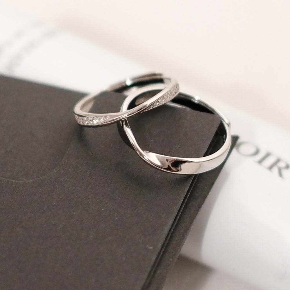 【Porabella】925純銀情侶對戒 莫比烏斯環鋯石情侶戒指 可調開口式對戒 情人節禮物 告白禮物 RINGS FR275