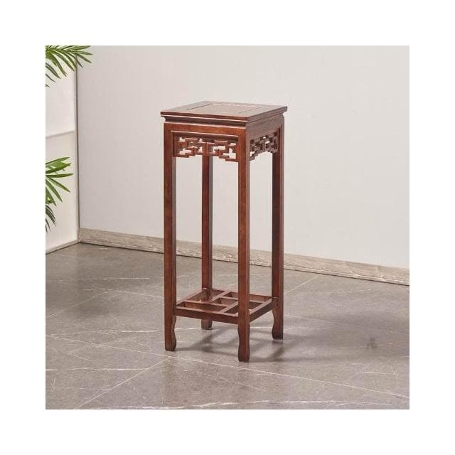 實木花架仿紅木中式傢用客廳仿古花幾室內置物架榆木盆景架子包郵展示邊桌 盆栽架 花架 植物架 CLLQ