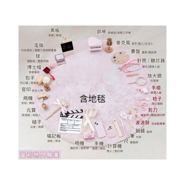 現貨|抓周道具套組 女寶 粉紅 抓周 抓周儀式 木質道具 抓周用品 生日派對 寶寶周歲 木質道具|GoGraphy