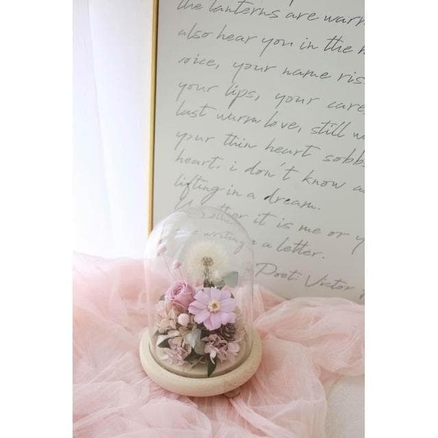 蒲公英玻璃罩(生日禮、情人節禮物、夢幻桌飾)