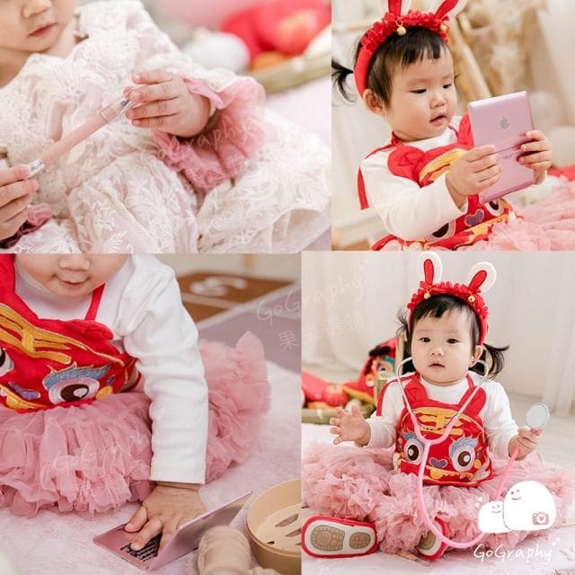 現貨|女寶 粉色抓周道具組 粉色 粉紅色 抓周 原木 抓周道具 抓周佈置 龍寶寶 生日 周歲布置 抓週|GoGraphy