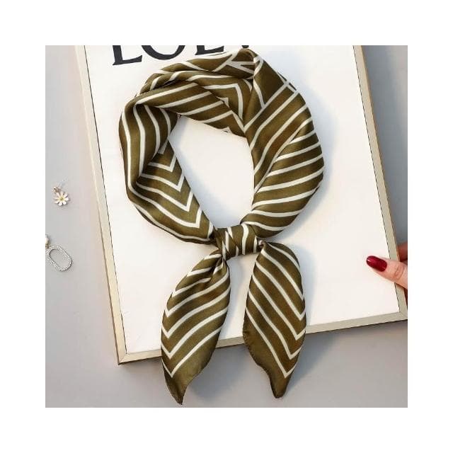 梵花 黑白條紋小方巾絲巾女頭巾春秋搭配襯衫職業裝飾護頸圍脖子薄圍巾