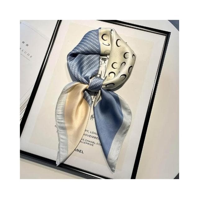 梵花 黑白條紋小方巾絲巾女頭巾春秋搭配襯衫職業裝飾護頸圍脖子薄圍巾