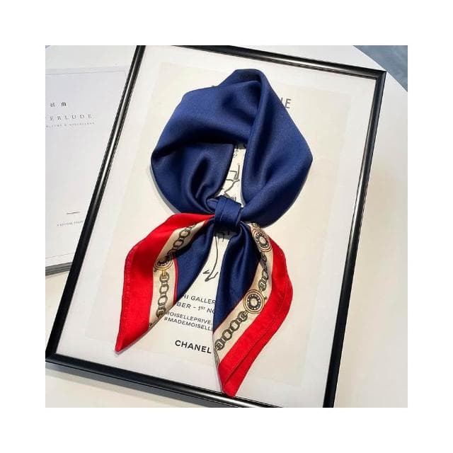 梵花 黑白條紋小方巾絲巾女頭巾春秋搭配襯衫職業裝飾護頸圍脖子薄圍巾