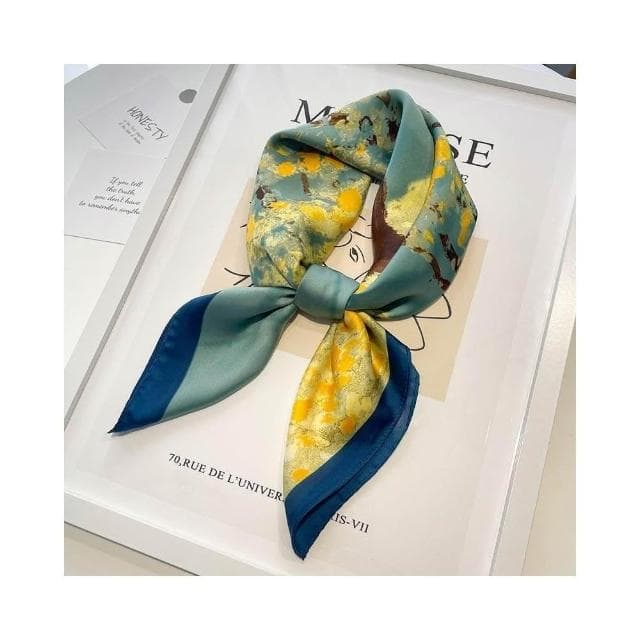 梵花 黑白條紋小方巾絲巾女頭巾春秋搭配襯衫職業裝飾護頸圍脖子薄圍巾