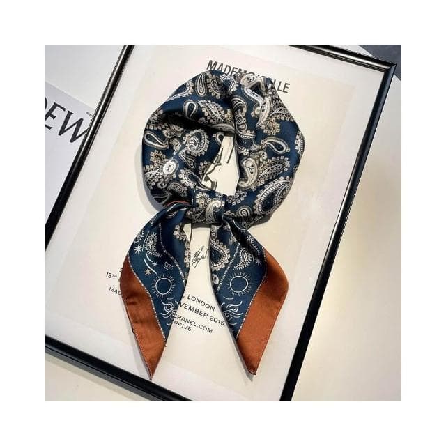 梵花 黑白條紋小方巾絲巾女頭巾春秋搭配襯衫職業裝飾護頸圍脖子薄圍巾