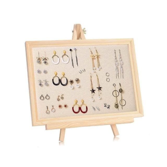 實木相框板掛墻耳環架 女家用首飾架 收納耳釘耳飾項鍊架 飾品展示架 吊墜飾品收納架 擺攤飾品陳列架