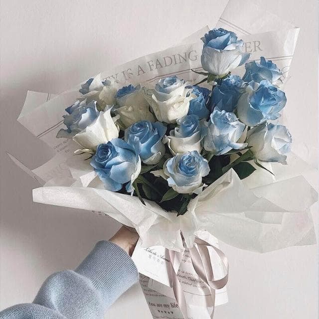 ins密西根碎冰藍玫瑰 漸變色 仿真花 禮物 高檔仿真花 家居裝飾 拍照道具 七夕情人節禮物