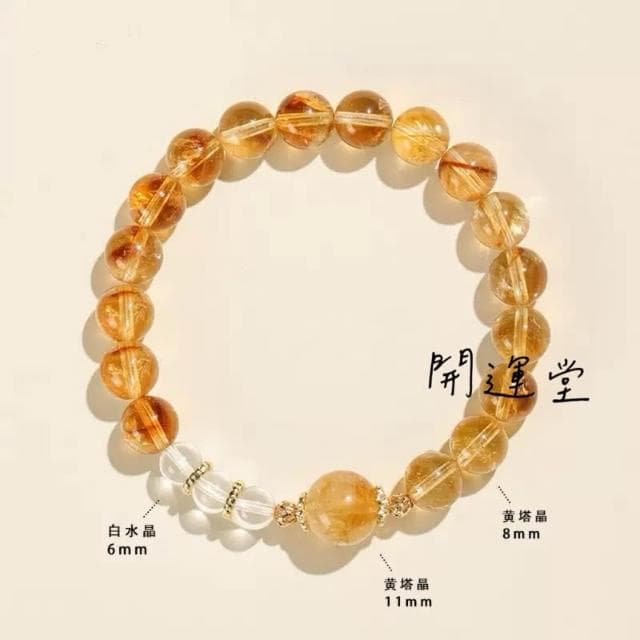 【開運堂】【買手鍊才有附禮盒】🔥黃塔晶水晶手鍊貔貅手鍊紫金砂手串禮物天然水晶手鍊防小人手鍊招桃花手串手鏈 交換禮物