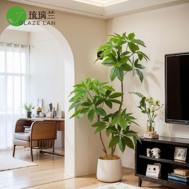 【未晚家居館】 仿真綠植大葉傘高端輕奢室內客廳電視櫃旁邊裝飾北歐風假植物盆栽