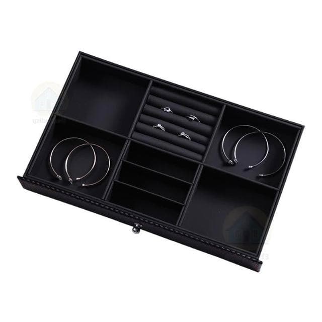 高級 皮革 珠寶 首飾 收納盒 家用 多功能 雙層 手錶 一體 眼鏡盒 收納 展示盒 首飾盒 飾品盒