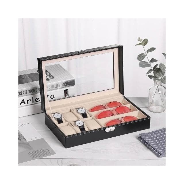 高級 皮革 珠寶 首飾 收納盒 家用 多功能 雙層 手錶 一體 眼鏡盒 收納 展示盒 首飾盒 飾品盒