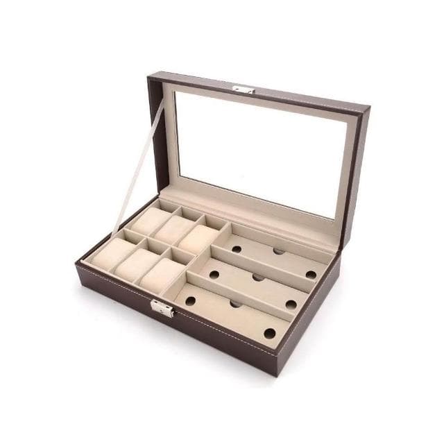 高級 皮革 珠寶 首飾 收納盒 家用 多功能 雙層 手錶 一體 眼鏡盒 收納 展示盒 首飾盒 飾品盒
