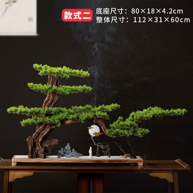 百信百貨 免運 仿真迎客松盆景玄關客廳擺件羅漢松盆栽大型綠植物假松樹造景