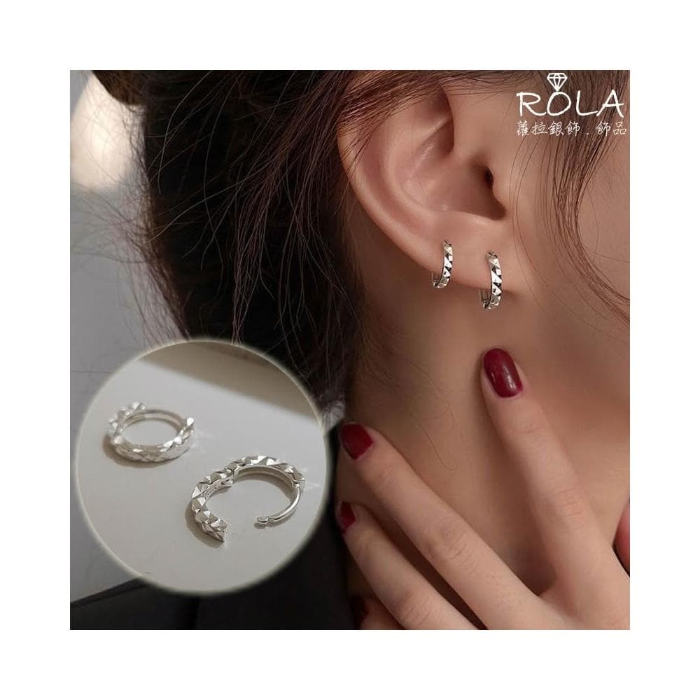 .ROLA蘿拉銀飾.飾品 “現貨當天出” //一對價// 三邊車花滿天星圓形925純銀耳針扣圓耳扣耳針耳環 易扣`