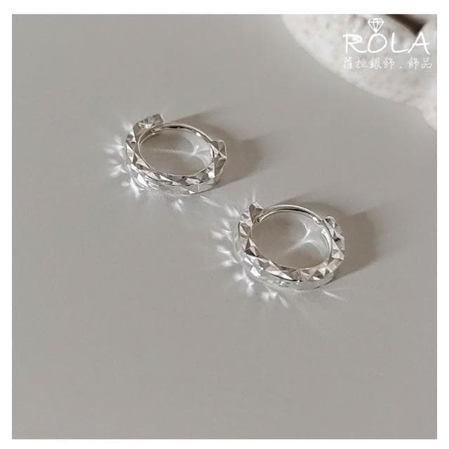 .ROLA蘿拉銀飾.飾品 “現貨當天出” //一對價// 三邊車花滿天星圓形925純銀耳針扣圓耳扣耳針耳環 易扣`