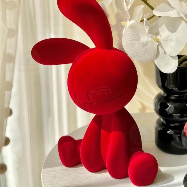 坐姿兔子擺件 紅色擺件 客廳玄關 酒櫃電視櫃 背景擺件 小眾高級感 家居小擺件 軟裝飾品 喬遷禮物