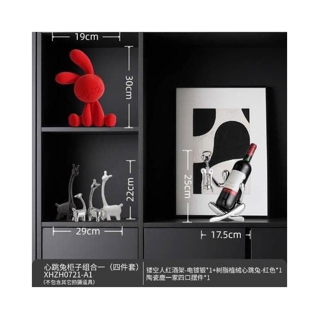 坐姿兔子擺件 紅色擺件 客廳玄關 酒櫃電視櫃 背景擺件 小眾高級感 家居小擺件 軟裝飾品 喬遷禮物