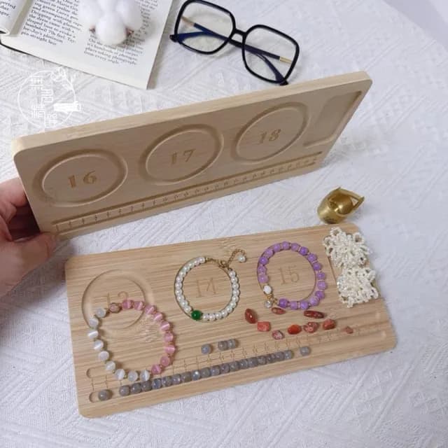 三手圍DIY串珠盤 竹製 飾品工具 手圍 串項鍊設計盤 尺寸 刻度盤 串珠測量盤 手鏈 手作DIY工具 木質