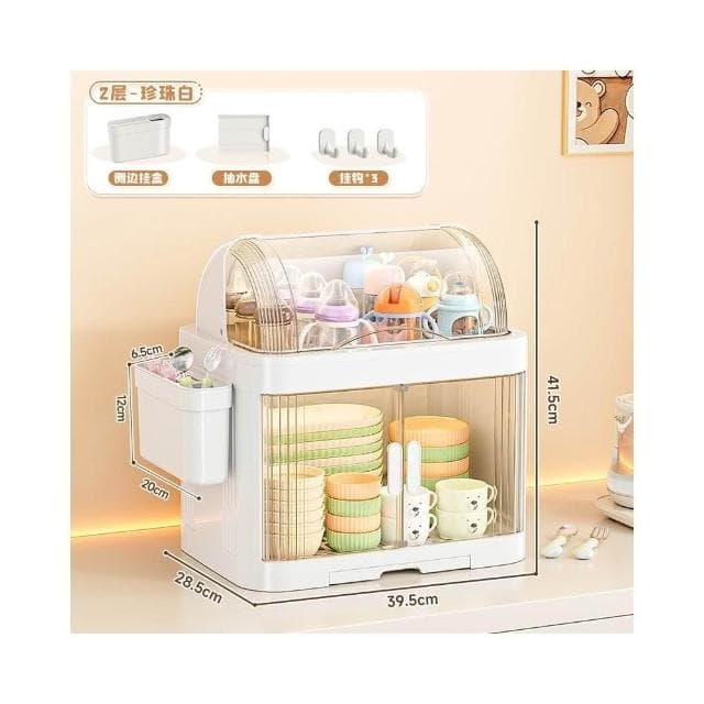 婴儿辅食收纳柜奶瓶防尘箱厨房放碗碟筷盘子沥水架宝宝餐具置物盒