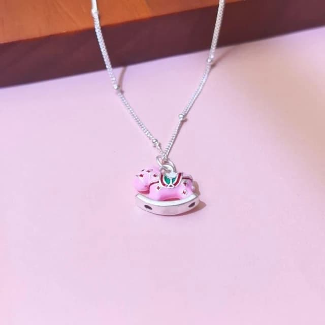 幸運木馬純銀項錬 990足銀項錬  純銀項鏈寶寶純銀項鏈 彌月禮物 小女生項錬 銀項錬 純銀套鏈 小朋友生日禮物 銀飾品