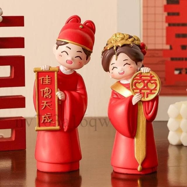 新婚禮物 送新人中式喜慶娃娃擺件一對 婚房布置訂婚結婚禮物 紀念性禮物 結婚 禮物 結婚賀禮 結婚送