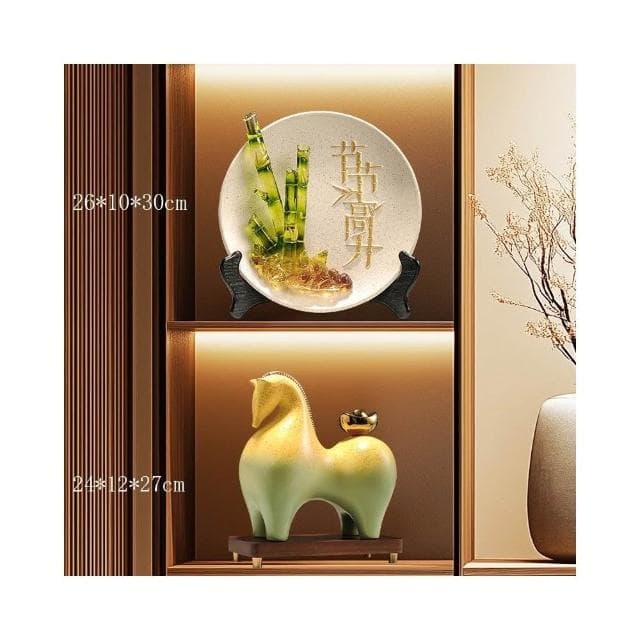 馬上有錢擺件 招財辦公室裝飾品 高檔新中式客廳擺件 喬遷開業禮品 祝福寓意 療癒小物 辦公室風水陶瓷