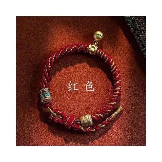 【開運堂】藏式六字真言純手工編織手繩五彩繩手工編織紅繩手鍊手繩金剛結手繩紅繩編織手鍊五色線手繩