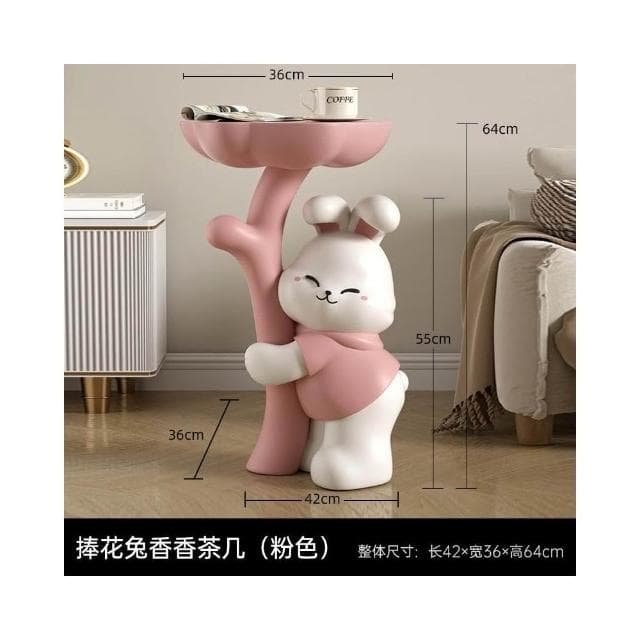 小熊邊幾客廳大型擺件茶几托盤落地擺件沙發旁茶几多功能床頭櫃家居飾品喬遷禮物卡通茶几沙髮旁邊桌