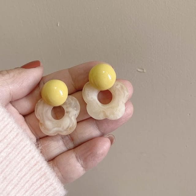 🎗飾間首飾鋪 鹽系暈染薑黃小耳環幾何耳環夾耳飾冷淡風少女感