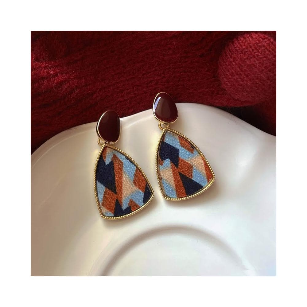 🎗飾間首飾鋪 紅色蚊香盤耳夾女復古美拉德耳飾彩虹拼接耳環