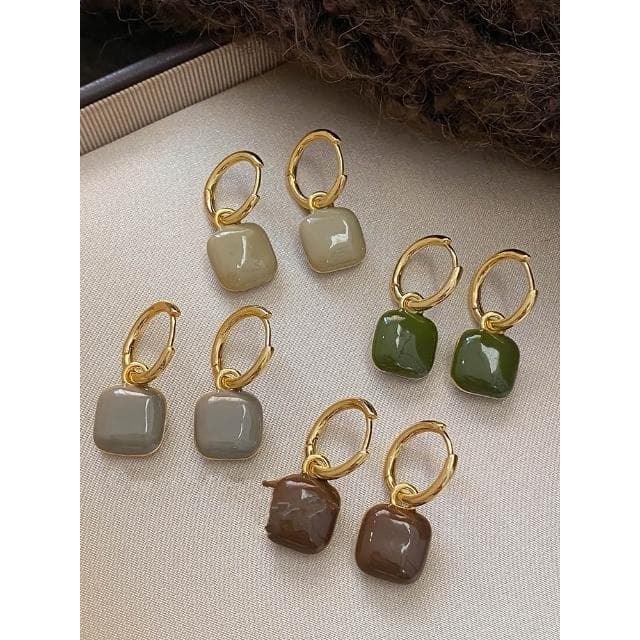 🎗飾間首飾鋪 輕奢高級感滴釉幾何方糖耳環氣質耳環時尚獨特耳環耳飾