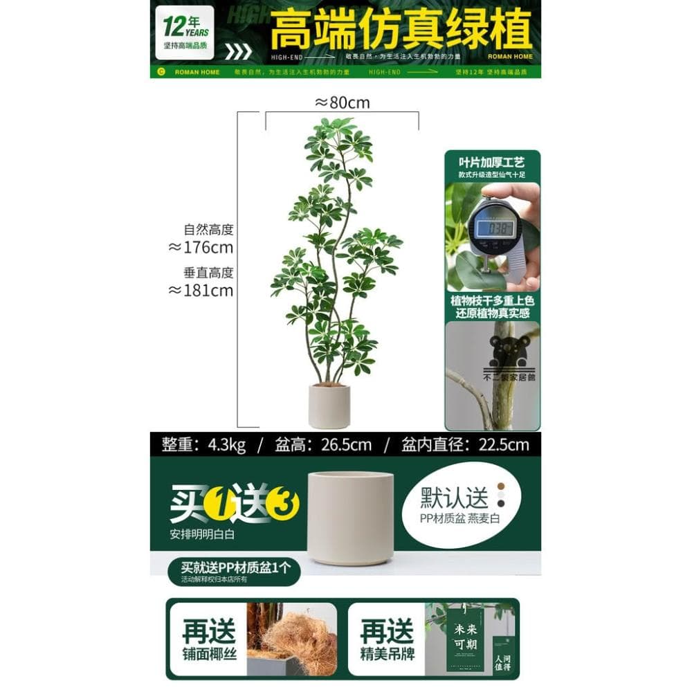 仿真綠植鴨腳木  仿真樹 仿生植物 高端輕奢擺件 盆栽擺件 簡約現代擺件 大型室內落地擺件