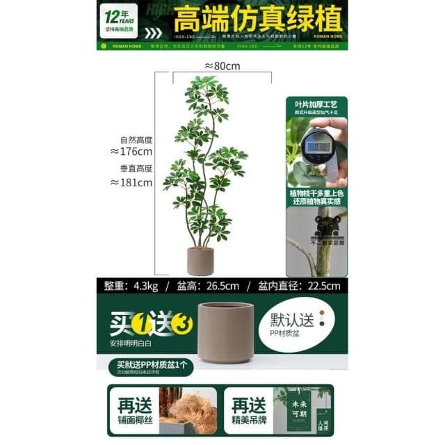 仿真綠植鴨腳木  仿真樹 仿生植物 高端輕奢擺件 盆栽擺件 簡約現代擺件 大型室內落地擺件