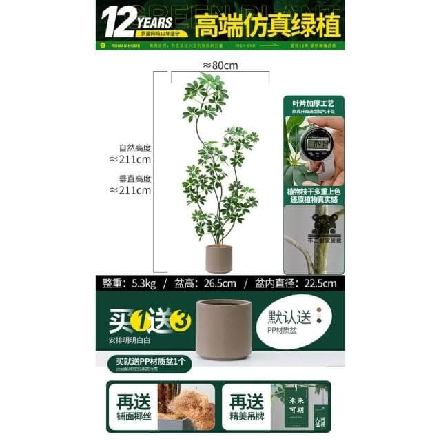 仿真綠植鴨腳木  仿真樹 仿生植物 高端輕奢擺件 盆栽擺件 簡約現代擺件 大型室內落地擺件
