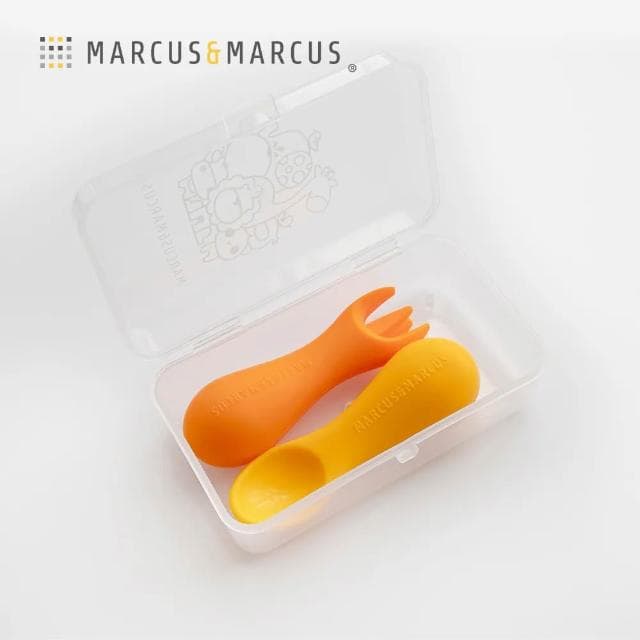 【MARCUS&MARCUS】動物樂園寶寶手握訓練叉匙收納盒|餐具收納盒 麗兒采家
