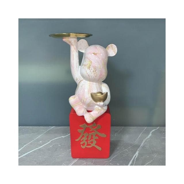 招財卡通擺件 暴力熊托盤 落地大擺件 客廳茶几 家居電視櫃 開業禮物 喬遷裝飾禮品 樹脂電視櫃 客廳茶几桌子