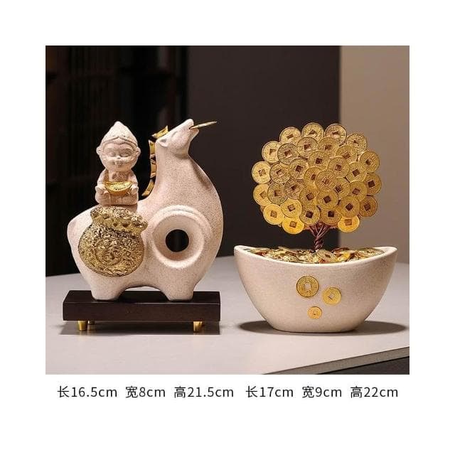 八方來財馬上有錢擺件 客廳酒櫃電視櫃辦公室桌面裝飾喬遷開業禮物 玄關擺件 招財擺飾 入厝禮物 家居裝