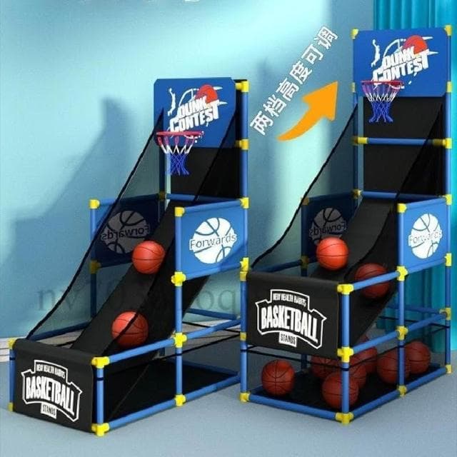 投籃機 男孩可升降籃球架 早教室內免撿球訓練器 生日禮物  自動回球投球器 親子遊戲雙人投球機