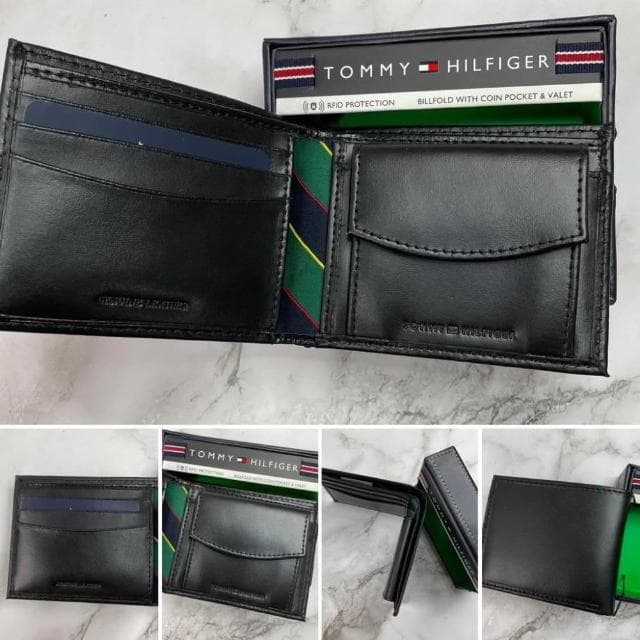 【TOMMY HILFIGER】TOMMY HILFIGER 短夾 兩色 銘版 含零錢袋 皮夾 錢包 短夾 LOGO 生日禮物 禮盒 #7127